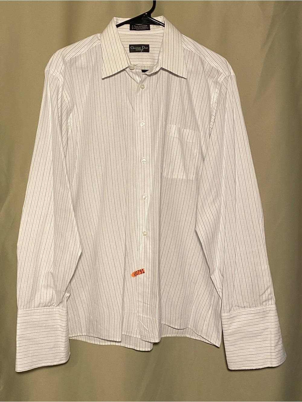 Christian Dior Monsieur Striped Long Sleeve French Cuff  Dress Shirt 16 1/2 x35